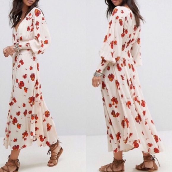 NWT OFFER ASAP! Free People Floral Wrap Maxi, Large - Picture 2 of 6